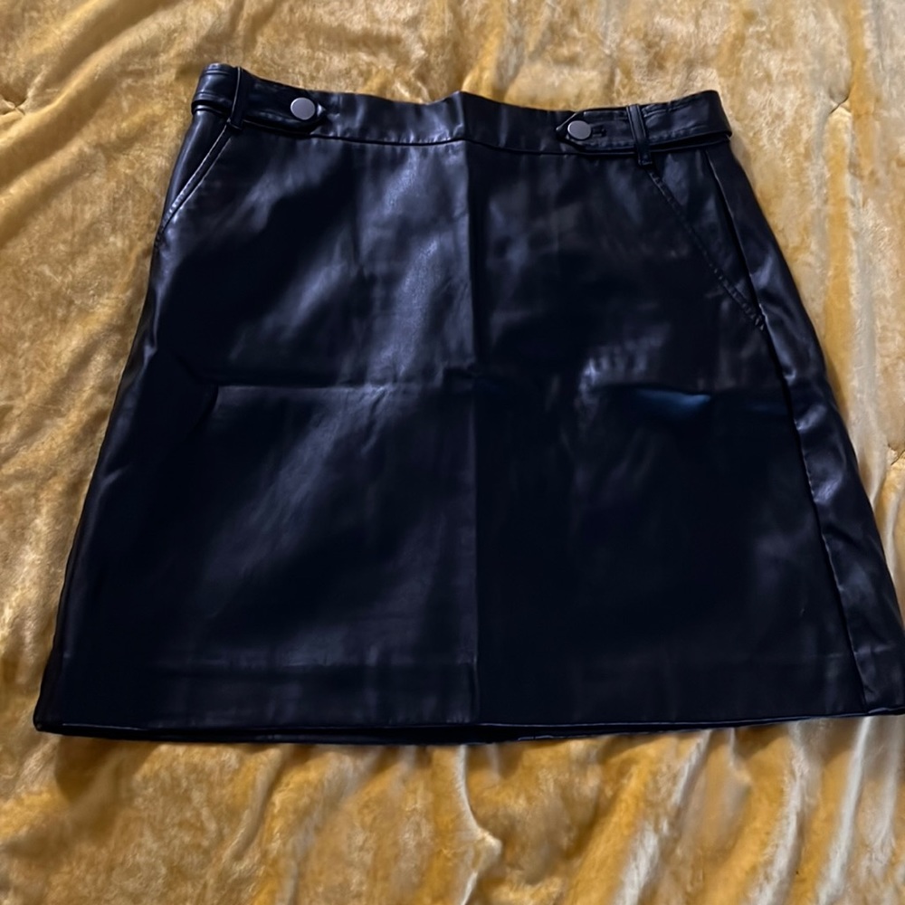Loft black leather skirt